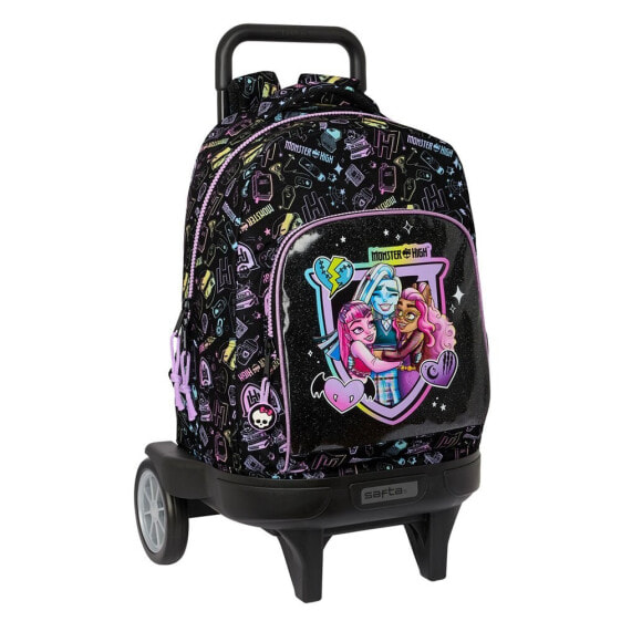 SAFTA Compact With Evolutionary Wheels Trolley Monster High Backpack
