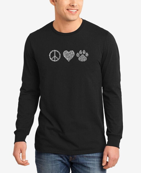 Men's Peace Love Cats Word Art Long Sleeves T-shirt