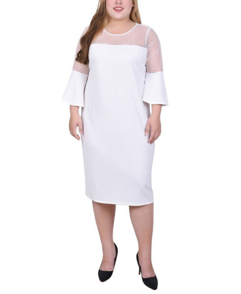 Plus Size Illusion Neck Scuba Dress