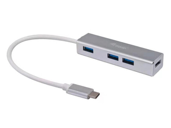 USB-концентратор Equip USB-C to 4-port USB 3.0 Hubs - USB 3.2 Gen 1 (3.1 Gen 1) Type-C - USB 3.2 Gen 1 (3.1 Gen 1) Type-A - 5000 Mbit/s - Silver - Aluminium - Windows 10 - Windows 7 - Windows 8