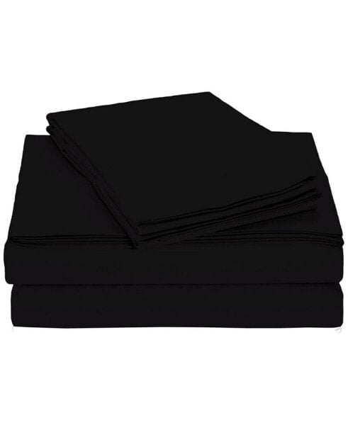 University 6 Piece Black Solid Queen Sheet Set