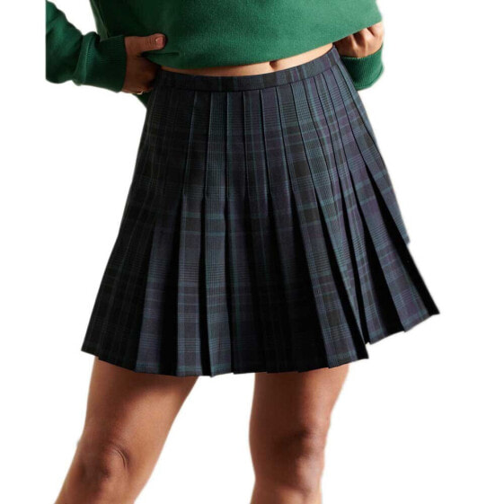 SUPERDRY Check Pleated Mini Skirt