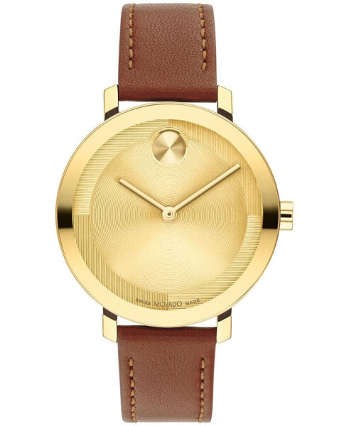 Women's Bold Evolution 2.0 Swiss Quartz Cognac Leather Watch 34mm