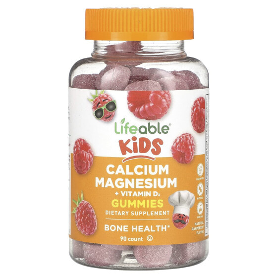 Kids Calcium Magnesium + Vitamin D3 Gummies, Natural Raspberry, 90 Gummies