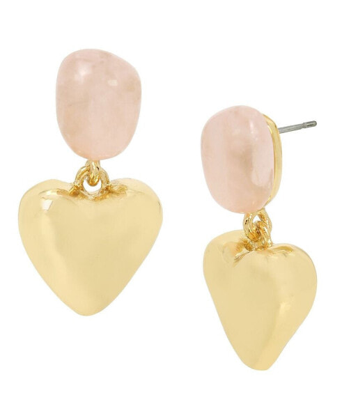 Rose Quartz Heart Drop Earrings