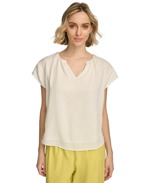 Women's Short Sleeve Textured Blouse