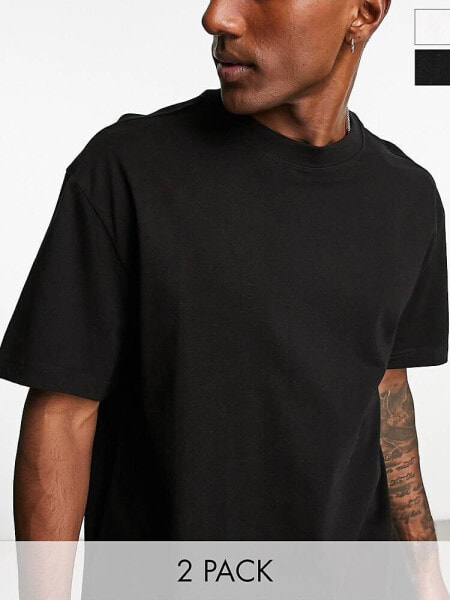 Weekday oversized 2-pack t-shirt in black and white