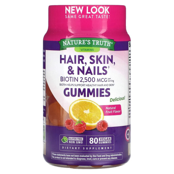 Hair, Skin & Nails, Natural Fruit, 80 Vegan Gummies