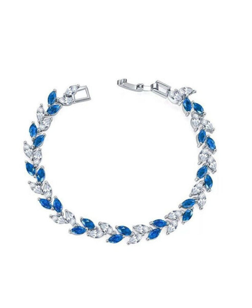 Marquise Cubic Zirconia Tennis Bracelets with Blue Sapphire and Cubic Zirconia