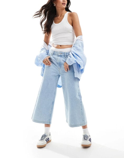 ASOS DESIGN oversized jort in bleach wash