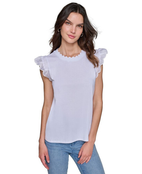 Women's Ruffle-Trim Sleeveless Top