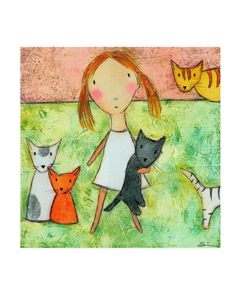 Carla Sonheim Girl with Cats Canvas Art - 15.5" x 21"