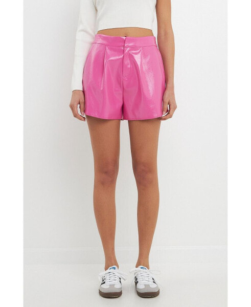 Women's High-Waisted Faux Leather Shorts