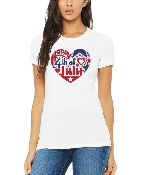 Women's July 4th Heart Word Art Short Sleeve T-shirt