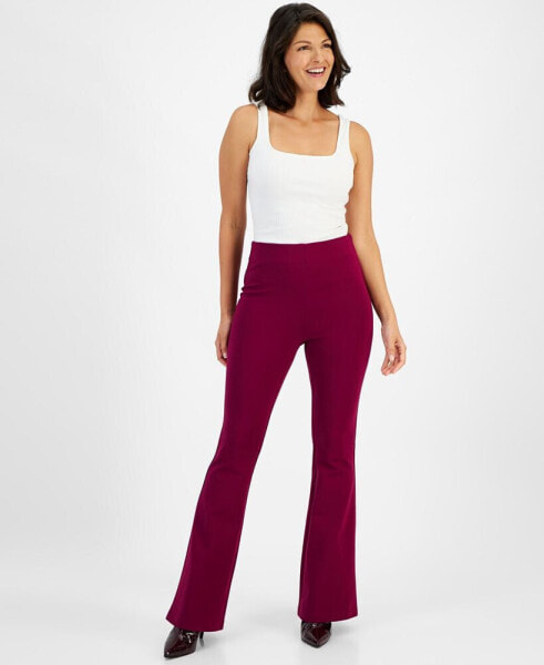 Women's High-Rise Ponte Flare-Hem Pants, Created for Macy's