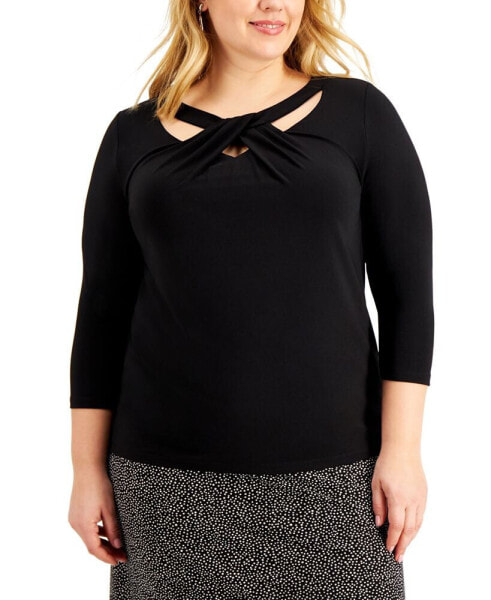 Plus Size Twist-Neck Top