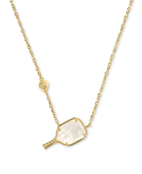 Mother-of-Pearl Pickleball 19" Adjustable Pendant Necklace