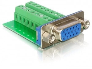 Адаптер VGA женский > Терминальный блок 16-контактный - 16-контактный - Зеленый Delock