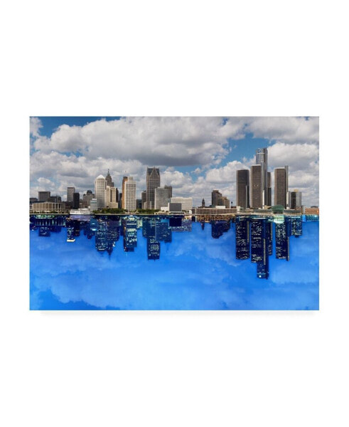 Monte Nagler Detroit Skyline Michigan Color Canvas Art - 15" x 20"