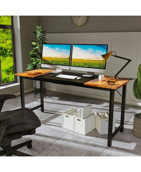 63 Inch Modern Splice Computer Desk with Heavy Duty Steel Frame