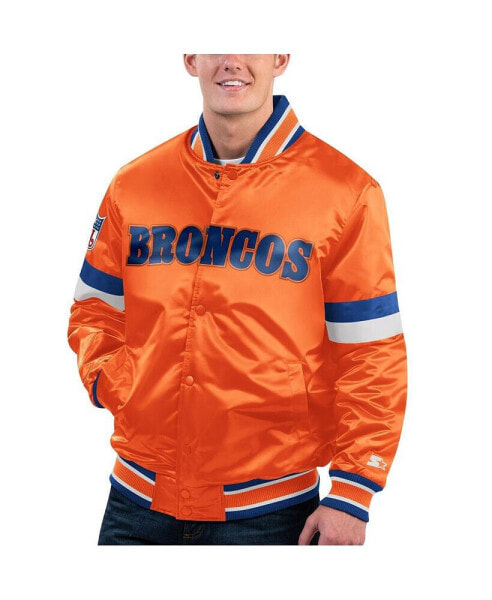 Верхняя одежда Starter куртка для мужчин Orange Distressed Denver Broncos Gridiron Classics Home Game Satin Full-Snap Varsity