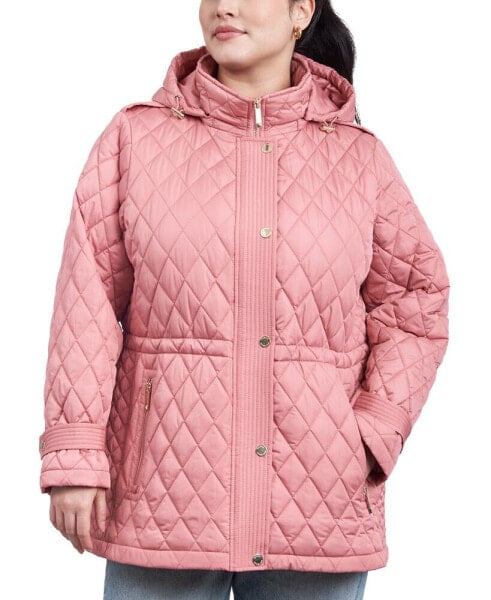 Куртка женская утепленная с капюшоном Michael Kors Plus Size Quilted Anorak Coat