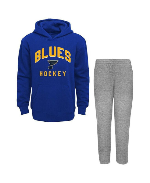 Toddler Boys Blue, Heather Gray St. Louis Blues Play by Play Pullover Hoodie and Pants Set