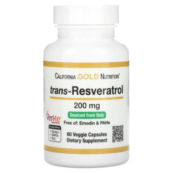 trans-Resveratrol, 200 mg, 60 Veggie Capsules