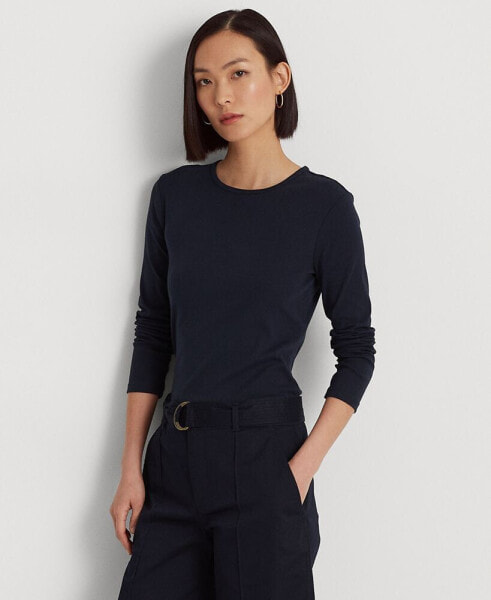 Cotton-Blend Long-Sleeve Top