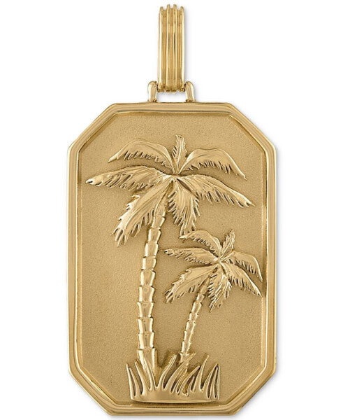 Esquire Men's Jewelry palm Tree Dog Tag Pendant in 14k Gold-Plated Sterling Silver, Created for Macy's