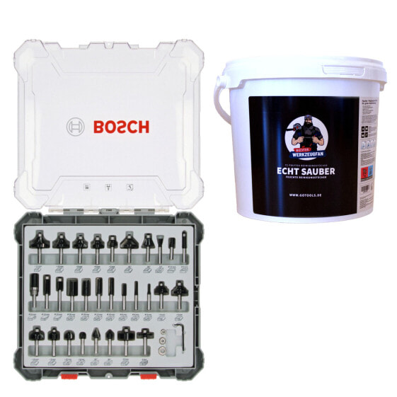 Bosch Fräser Set Mixed 30 teilig 8 mm Schaft für Oberfräsen & Reinigungstücher "ECHT SAUBER"