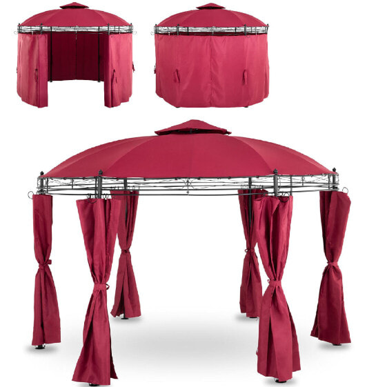 Садовая мебель Uniprodo Pawilon ogrodowy namiot altana składana okrągła 3.5 м с красным вином