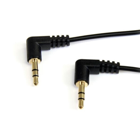 StarTech.com 1 ft Slim 3.5mm Right Angle Stereo Audio Cable - M/M, 3.5mm, Male, 3.5mm, Male, 0.3 m, Black