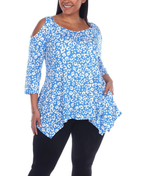 Plus Size Leopard Cold Shoulder Tunic Top