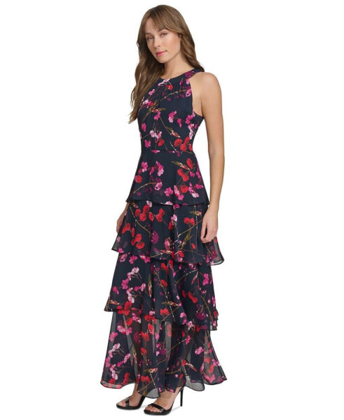 Women's Floral-Print Tiered Maxi Dress