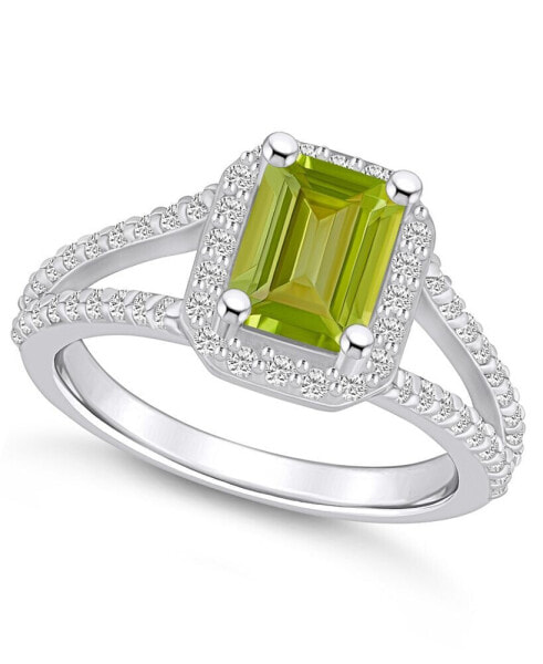 Peridot (1-3/4 ct. t.w.) and Diamond (1/2 ct. t.w.) Halo Ring in 14K White Gold