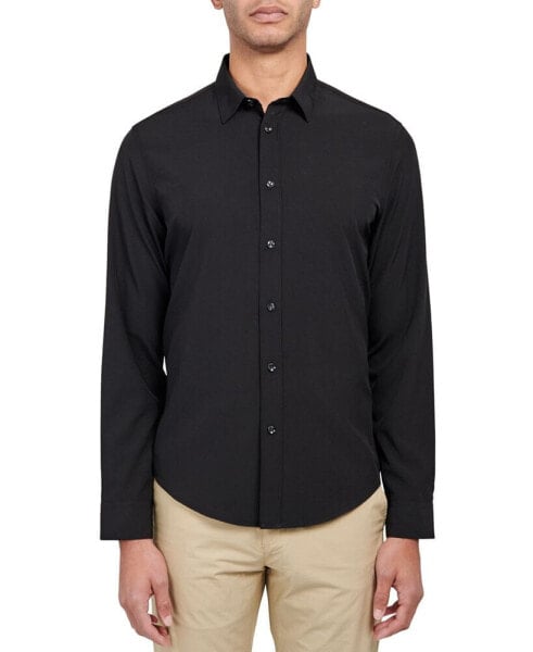 Men's Dante Non-Iron Performance Stretch Moisture-Wicking Solid Button-Down Shirt