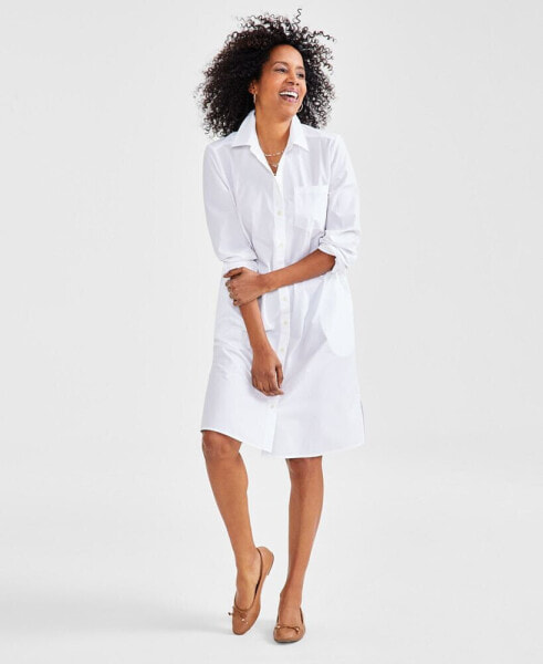 Women's Cotton Long Sleeve Shirtdress, Created for Macy's