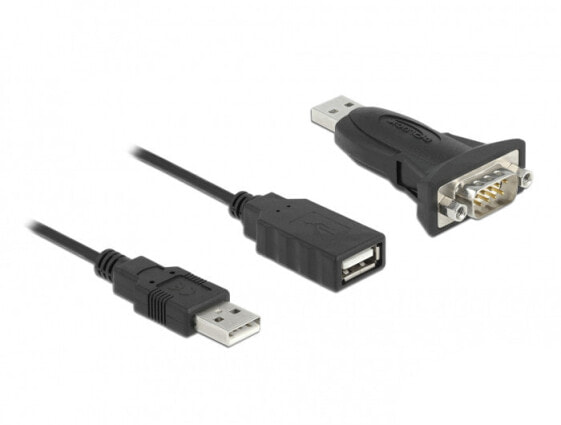 Delock 61506, USB A, RS-232, 0.8 m, Black