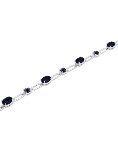 Black Sapphire Open Link Bracelet (8-1/10 ct. t.w.) in Sterling Silver