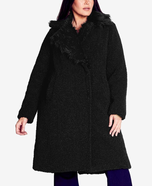 Plus Size Teddy Faux Fur Jacket