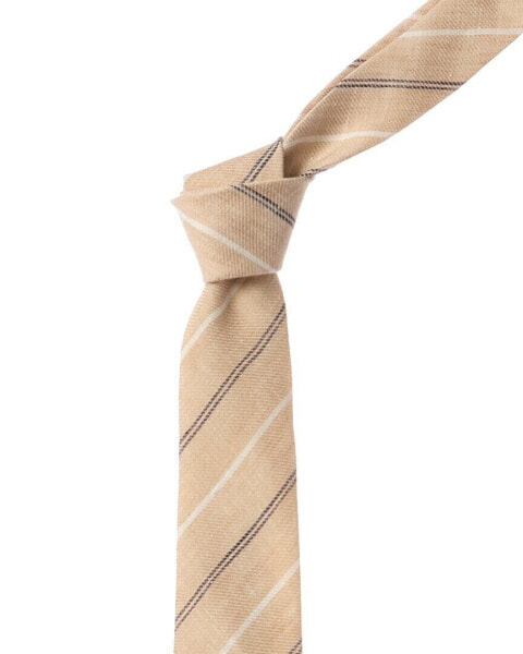 Brunello Cucinelli Beige Diagonal Stripe Linen Tie Men's Os