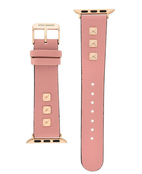 Women's Pink Faux Leather Stud Accented Band Compatible with 42/44/45/Ultra/Ultra 2 Apple Watch