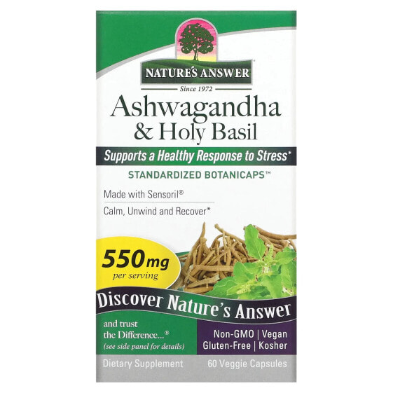 Ashwagandha & Holy Basil, 550 mg, 60 Veggie Capsules