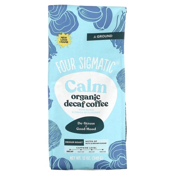 Calm, Organic Coffee with Reishi & Chaga Mushrooms, Ground, Medium Roast, Decaf , 12 oz (340 g)