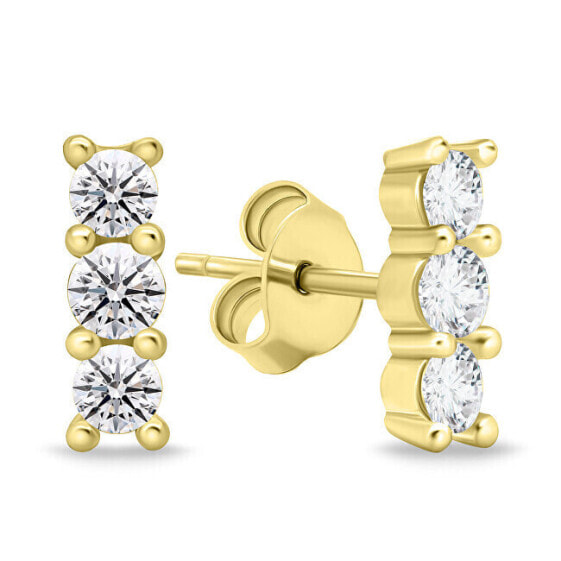 Fashion gold plated earrings with clear zircons EA605Y