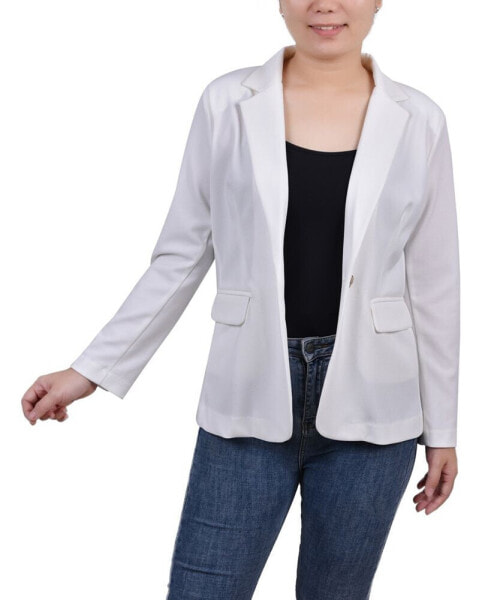 Petite Long Sleeve Scuba Crepe Jacket