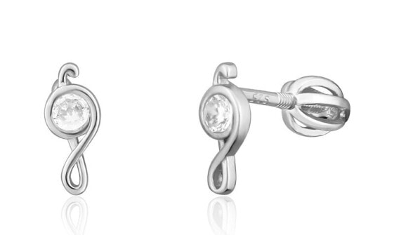 Silver earrings Treble clef with zircons SVLE1822XH2BISR
