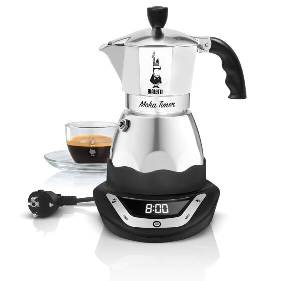 Электрическая кофеварка BIALETTI Moka Timer 0006092 - для молотого кофе - черная, серебристая