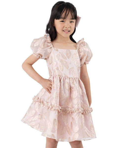 Toddler & Little Girls Puff-Sleeve Burnout Organza Dress